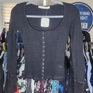 Women's Black Button-Up Top